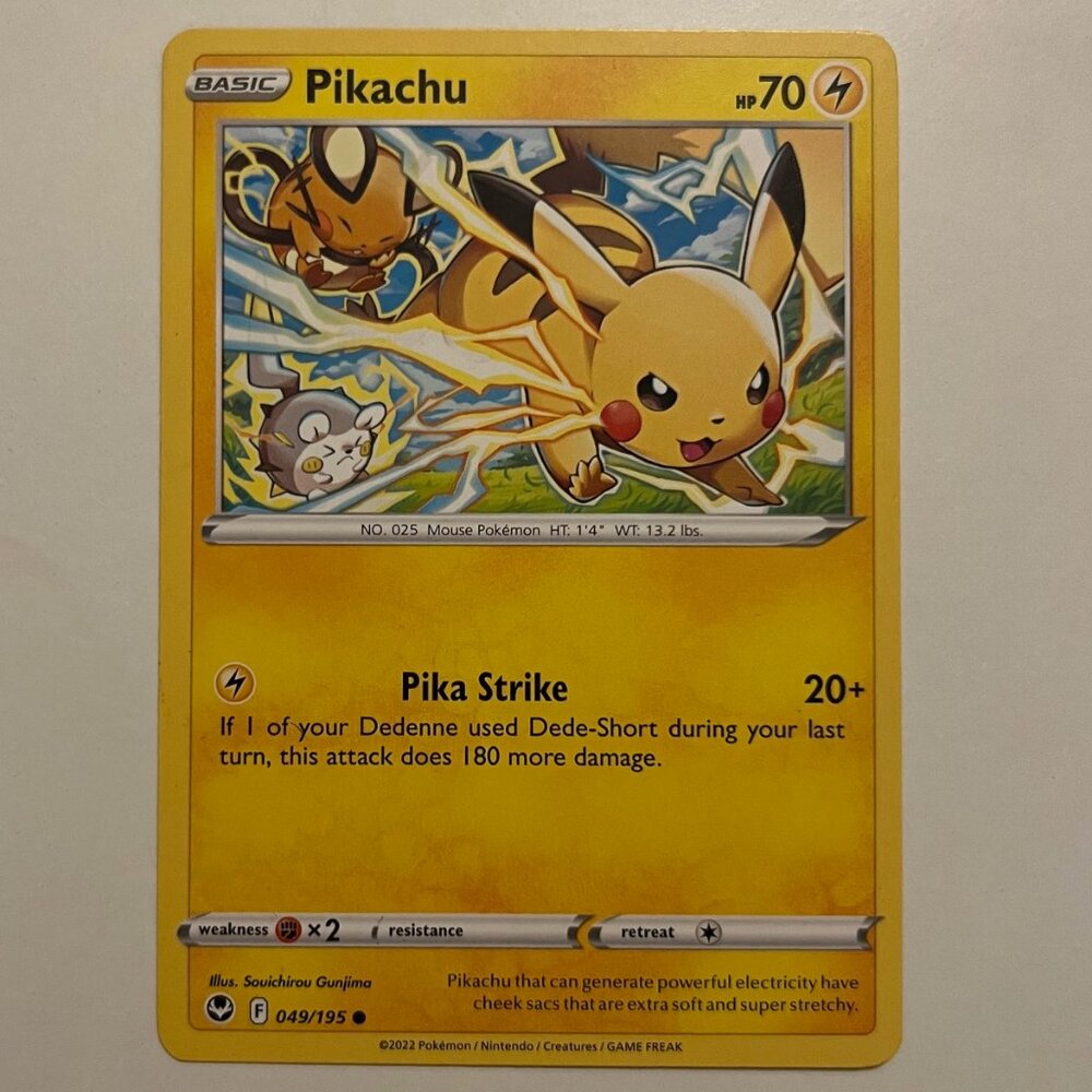 Pikachu Silver Tempest Pokemon Card 🔥 70 HP 🟡 049/195